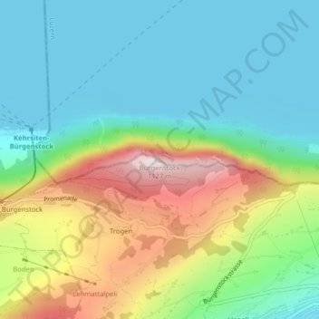 Mappa topografica Bürgenstock, altitudine, rilievo