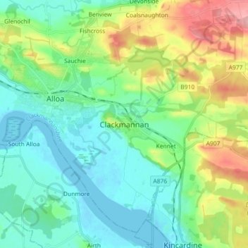 Mappa topografica Clackmannan, altitudine, rilievo