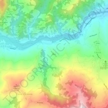 Mappa topografica Riva, altitudine, rilievo