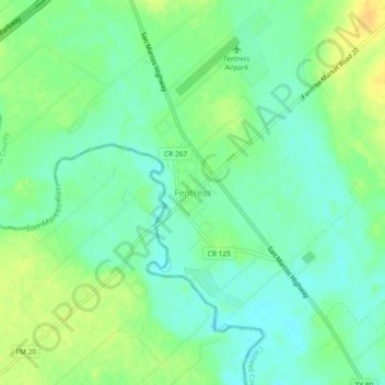 Mappa topografica Fentress, altitudine, rilievo