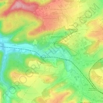 Mappa topografica Stein, altitudine, rilievo