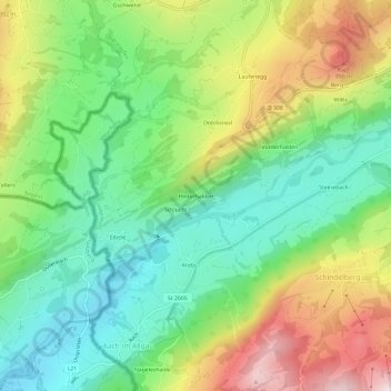 Mappa topografica Hinterhalden, altitudine, rilievo