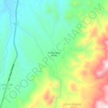 Mappa topografica Guaranguay Norte, altitudine, rilievo