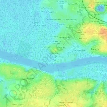 Mappa topografica Pierre Thamis, altitudine, rilievo