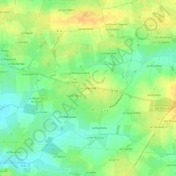 Mappa topografica La Corbinière, altitudine, rilievo