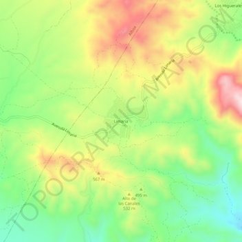 Mappa topografica Limaria, altitudine, rilievo