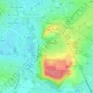 Mappa topografica La Glacière, altitudine, rilievo