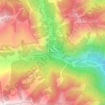 Mappa topografica Mesches, altitudine, rilievo