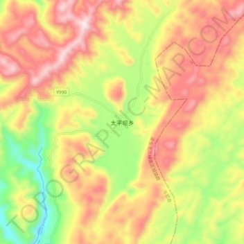 Mappa topografica 太平坝乡, altitudine, rilievo