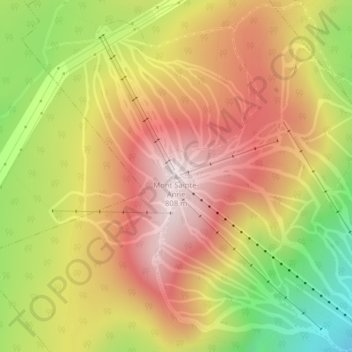 Mappa topografica Mont Sainte-Anne, altitudine, rilievo