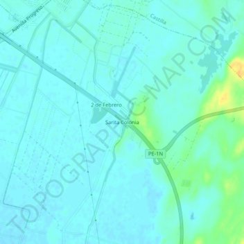 Mappa topografica Sarita Colonia, altitudine, rilievo