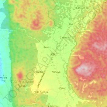 Mappa topografica Bilar, altitudine, rilievo