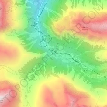 Mappa topografica Naz, altitudine, rilievo
