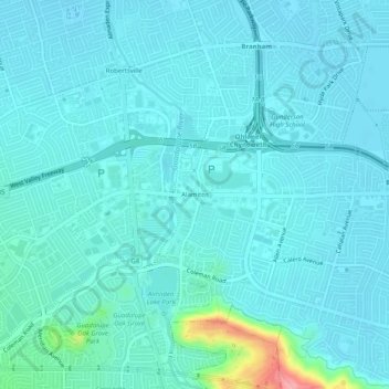 Mappa topografica Alamitos, altitudine, rilievo