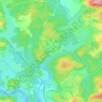 Mappa topografica Mouriéras, altitudine, rilievo
