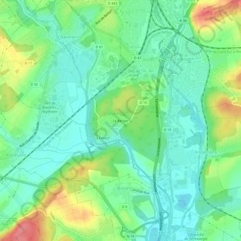 Mappa topografica Le Berger, altitudine, rilievo