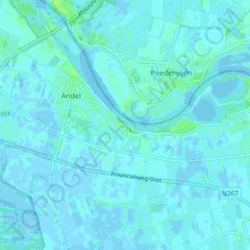 Mappa topografica Op-Andel, altitudine, rilievo