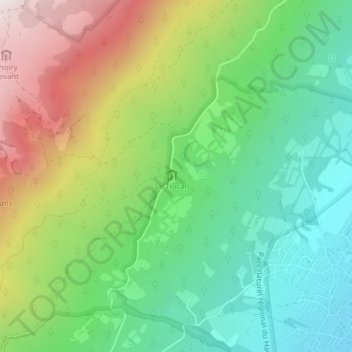 Mappa topografica Tiocan, altitudine, rilievo