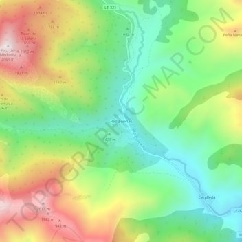 Mappa topografica Redipuertas, altitudine, rilievo