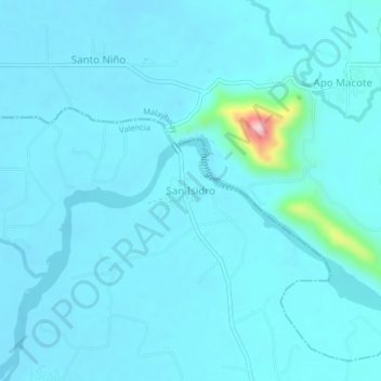 Mappa topografica San Isidro, altitudine, rilievo