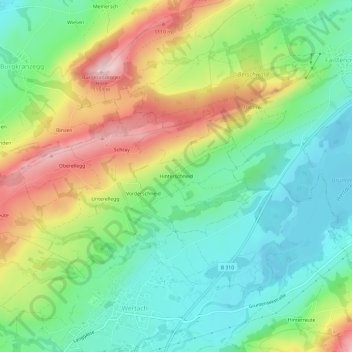 Mappa topografica Hinterschneid, altitudine, rilievo