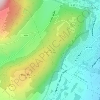 Mappa topografica Mont Mussy, altitudine, rilievo