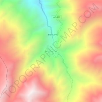 Mappa topografica Anchicha, altitudine, rilievo