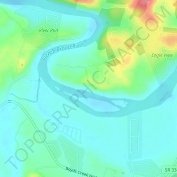 Mappa topografica Hanging Rock, altitudine, rilievo