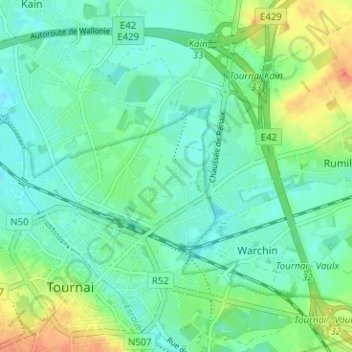 Mappa topografica Cité du 24 Août, altitudine, rilievo