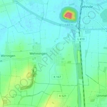 Mappa topografica Bolzum, altitudine, rilievo