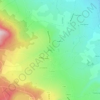 Mappa topografica Rivets, altitudine, rilievo