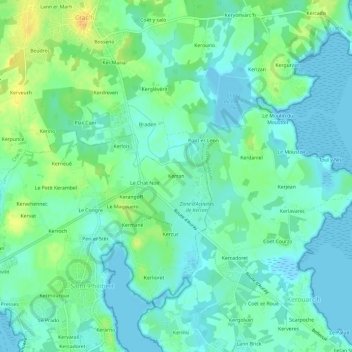 Mappa topografica Kerran, altitudine, rilievo