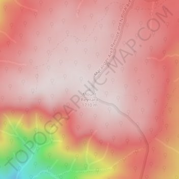 Mappa topografica Mount Reynard, altitudine, rilievo