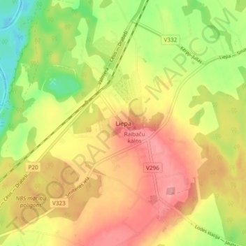 Mappa topografica Liepa, altitudine, rilievo