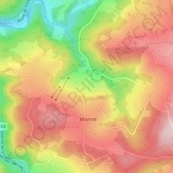 Mappa topografica Wanneranval, altitudine, rilievo