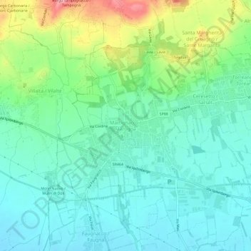 Mappa topografica Martignacco, altitudine, rilievo