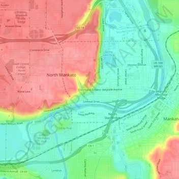 Mappa topografica Riverbend Estates, altitudine, rilievo