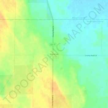 Mappa topografica Woodrow, altitudine, rilievo
