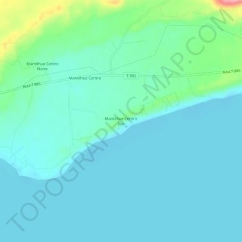 Mappa topografica Mantilhue Centro Sur, altitudine, rilievo