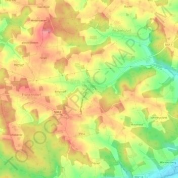 Mappa topografica Ruhstorf, altitudine, rilievo