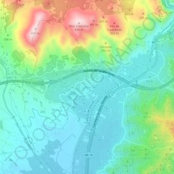 Mappa topografica Lobres, altitudine, rilievo