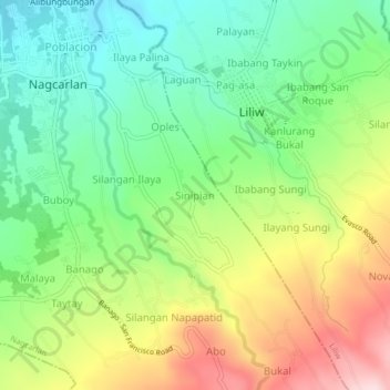 Mappa topografica Sinipian, altitudine, rilievo