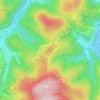 Mappa topografica Rüberg, altitudine, rilievo