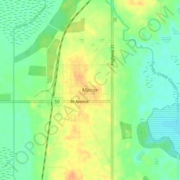 Mappa topografica Mirror, altitudine, rilievo
