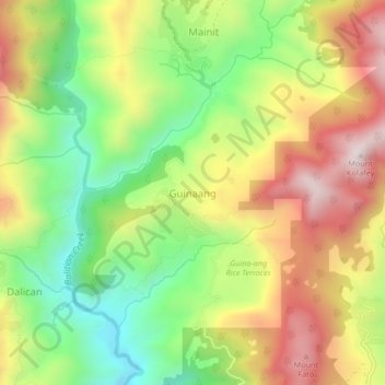 Mappa topografica Guinaang, altitudine, rilievo