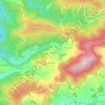 Mappa topografica Lamas, altitudine, rilievo
