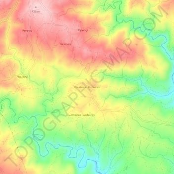Mappa topografica Giesteiras Cimeiras, altitudine, rilievo