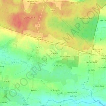 Mappa topografica La Jumelière, altitudine, rilievo