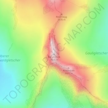 Mappa topografica Bärglistock, altitudine, rilievo