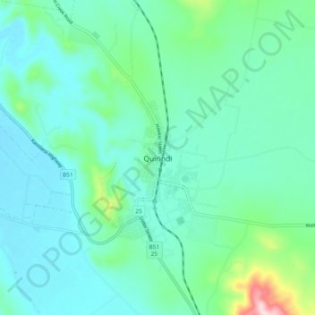Mappa topografica Quirindi, altitudine, rilievo